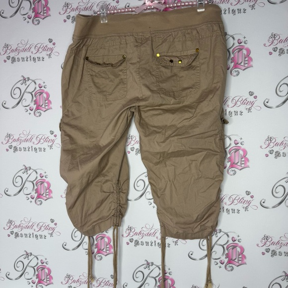inc cargo pants capri tan brown beige straps adjustable cinch length joggers - Picture 4 of 7